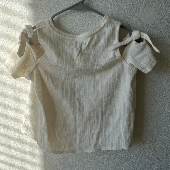 Madewell cotton blend blouse off shoulder cream beige casual - Picture 2 of 5